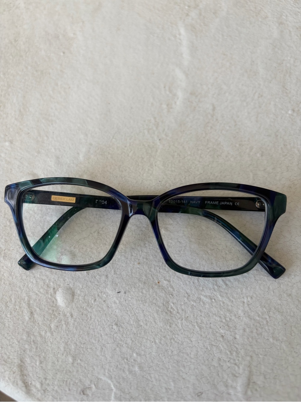 Derek Lam Eyeglasses, Frames Only, Japan, D904, 52-15-141, marbled navy/green